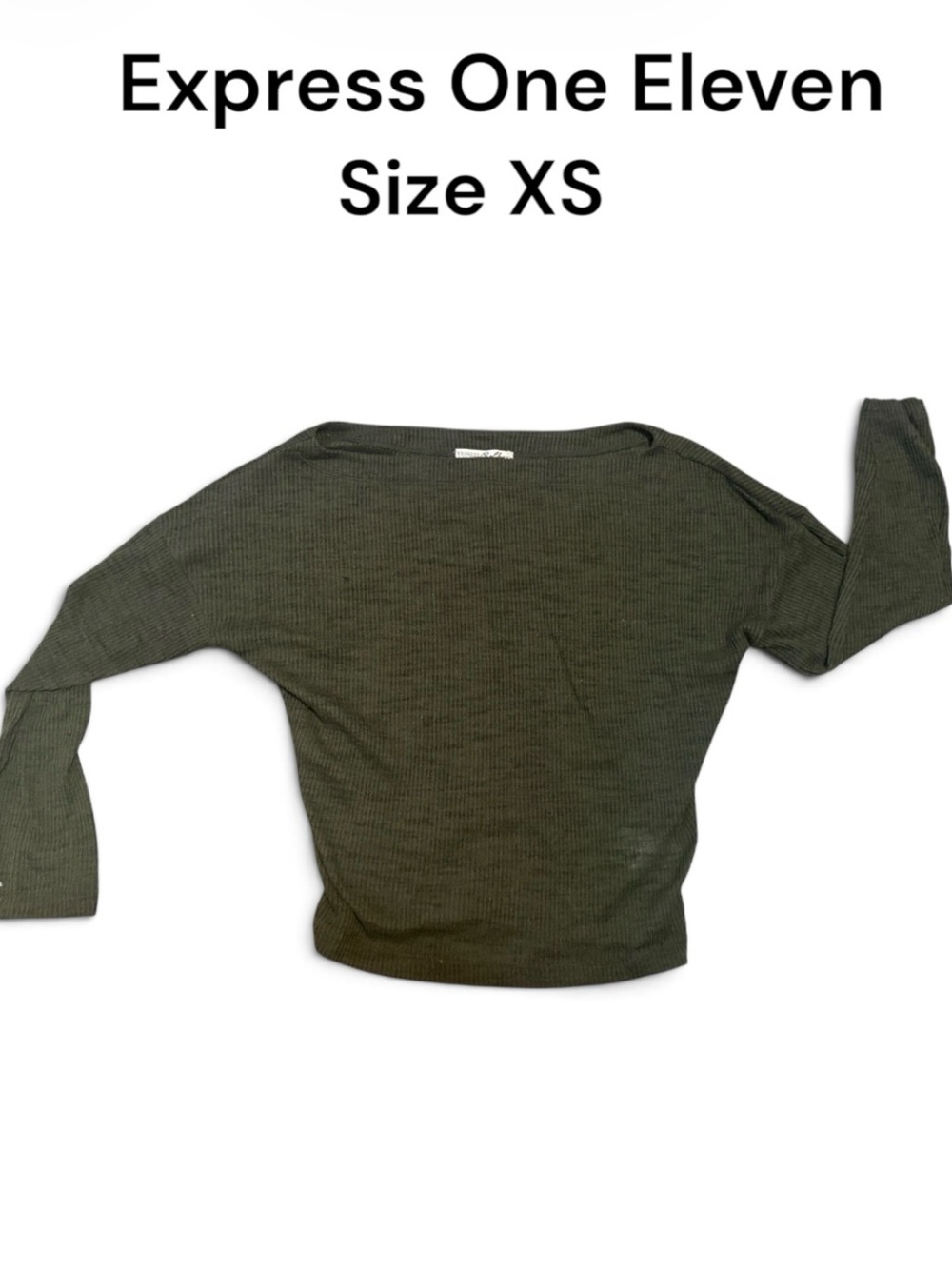 Express Olive Off-The-Shoulder Ribbed Sweater